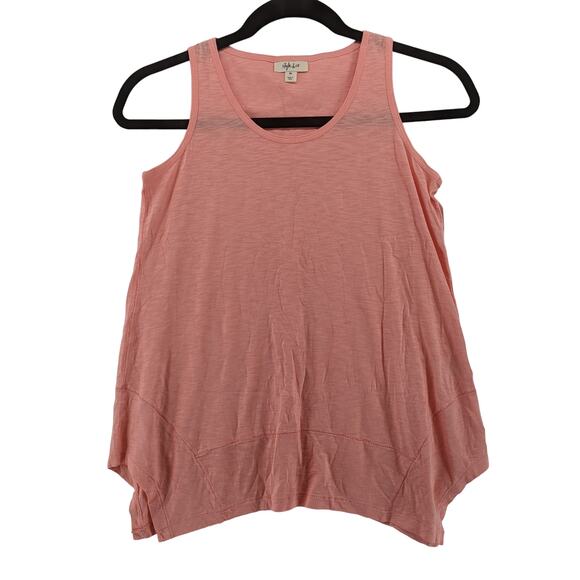 Style & Co Tank Top XS‎ Geranium Petal Pink Handkerchief Hem Scoop Neck Layering - Picture 9 of 9